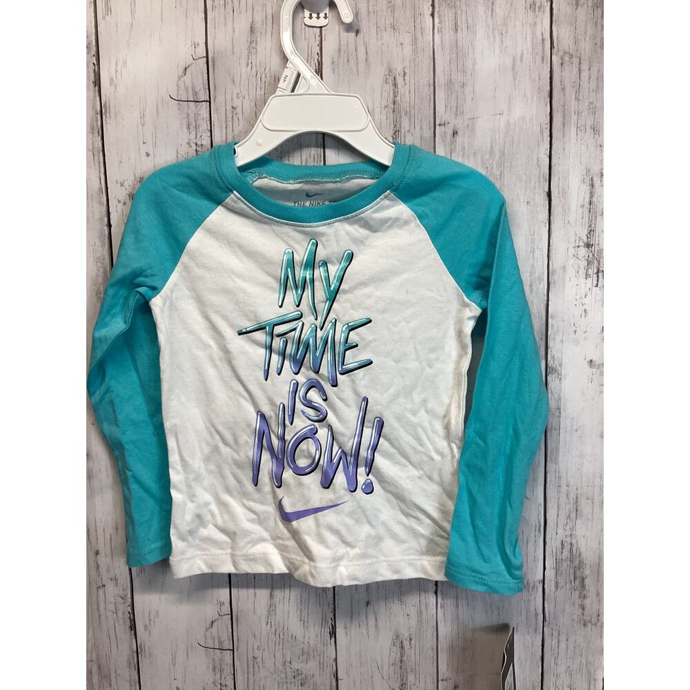 GIRL'S NIKE TOP LONG SLEEVE...BRIGHT BLUE/WHITE size 2T